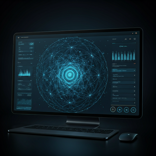 Render conceitual de uma interface de assistente de inteligência artificial